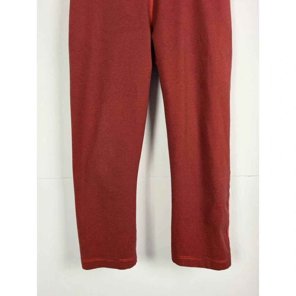 Nike Dri-FIT Foldover Capri Leggings Women's Small Red Black Striped Athletic